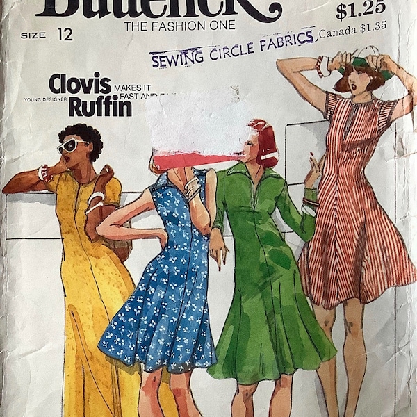 1970s Butterick 3606 Misses Designer Clingy T Shirt DReSS Pattern CLOVIS RUFFIN Womens Vintage Sewing Pattern Size 12 Bust 34