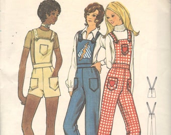 Butterick 6155 1970s  Misses Bib Overalls Pattern Jumpsuit Romper Womens Vintage Sewing Pattern Size 12 Bust 34 NO ENVELOPE