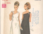 Butterick 4769 1960s Misses One Shoulder Cocktail Dress Pattern Womens Vintage Sewing Pattern Size 10 Bust 32 UNCUT