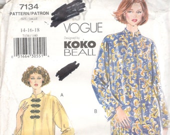 Vogue 7134 Misses A Line Caftan Pull On Pants Pattern KOKO Womens Designer Easy Sewing Pattern Size 8 10 12 Bust 31 32 34 Or 20 22 24 UNCUT