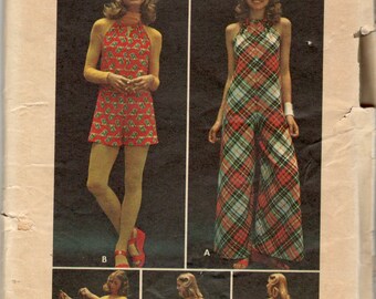1970s Butterick 6716 Misses Wrap Go Jumpsuit Romper Pattern Bare Back Keyhole Neck Womens Easy Vintage Sewing Pattern Size 12 Bust 34 UNCUT