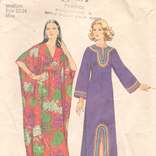 Simplicity 5315 1970s Misses CAFTaN Pattern Kimono Sleeve Womens Vintage Sewing Pattern Size Small Bust 31 32 OR Medium Bust 34 36 Or Lg