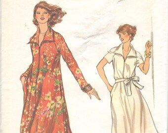 1970s Vogue 9888 Misses Very Easy Front Zip Robe Pattern 2 Lengths Tent Dress  Womens Vintage Sewing Pattern Size 10 Bust 32  UNCUT