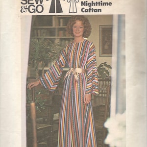 Butterick 3448 1970s Misses Pullover CAFTAN Pattern Bell Sleeves Easy Sew & Go Womens Vintage Sewing Pattern Size Small Bust 31 32