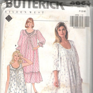 Butterick 4864 1980s EILEEN WEST Misses Nightgown and Robe Pattern Womens Vintage Sewing Pattern Size P S M Or Lg Xl UNCUT