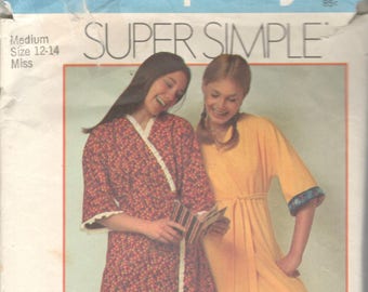 Simplicity 9627 1970s Misses Kimono Sleeve Robe Pattern  Wrap and Tie Super Simple  Womens Vintage Sewing Pattern Size Medium Bust 34 36