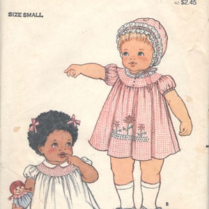 Butterick 3948 1980s Infants Dress Bonnet Slippers and Panties Pattern Baby Girls Sewing Pattern Size Small or Lg or X Large image 1