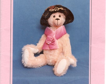 The Teddy Tailor Honeysuckle 14 Inch Jointed Bear Pattern and Hat  Delicately Curvaceous Vintage Stuffed Animal Toy Sewing Pattern UNCUT