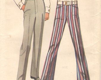 70's Sewing Pattern for Men's Straight, Cuffed or Bell Bottom Leg Pants,  Mccall's 9687 