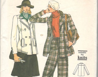 1970s Vogue 8997 A Line Skirt Pants Double Breasted Jacket Pattern Suitable for Knits Womens Vintage Sewing Pattern Size 8 Bust 31 UNCUT