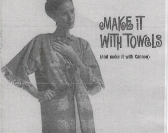 Cannon Homemaking Service Make it With Towels Pamphlet Terry Cloth Beach Robe Toys Slippers Pattern Womens Vintage 1960s Sewing DARKER COPY