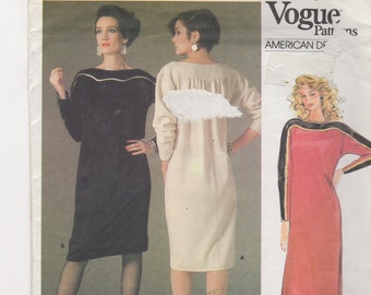 Vogue 1389 1980s Misses Loose Fitting Evening Dress Pattern 2 Lengths Geoffrey Beene Womens Vintage Sewing Pattern Size 16  Bust 38 UNCUT