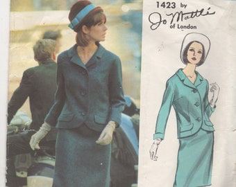 Vogue 1423 1960s Misses Suit Pattern Jacket and Slim Skirt Couturier Mattli Womens Vintage Sewing Pattern Size 16 Bust 36