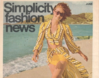 Simplicity Fashion News June 1972 Featuring Cool Play Clothes Sportswear Swimsuits E Counter Brochure Pamphlet Summer Styles