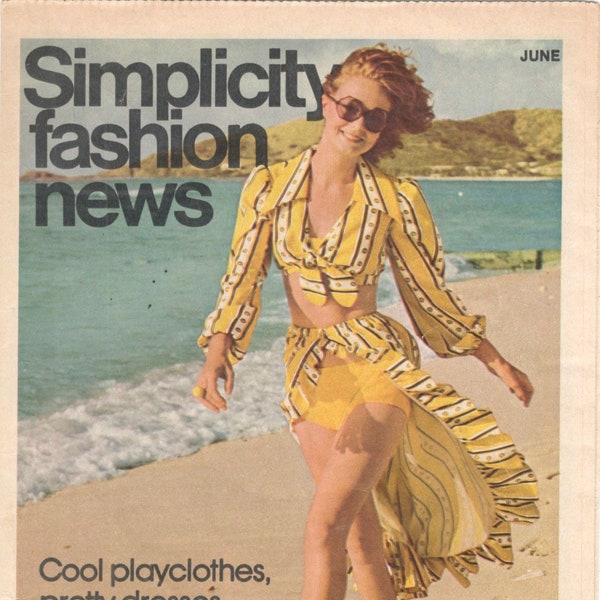 Simplicity Fashion News June 1972 Featuring Cool Play Clothes Sportswear Swimsuits E Counter Brochure Pamphlet Summer Styles