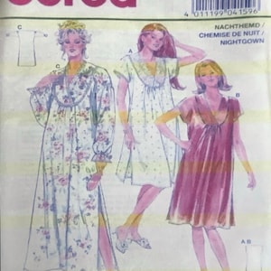 Burda 4159 Misses Loose Fitting Nightgown Pattern 2 Lengths Sleeve Variations Womens Sewing Pattern Size 6/8 10/12 14/16 18/20  UNCUT
