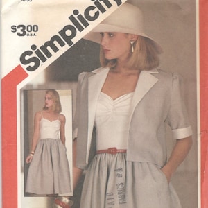 1980s Simplicity 6331 Misses Dress and Boxy Jacket Pattern Fast Fabulous Womens Vintage Sewing Pattern Size 10 12 14 Bust 32 34 36 UNCUT