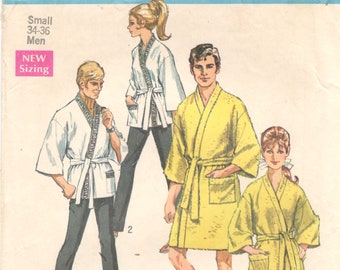 1960s Simplicity 8256 Mens Jiffy Kimono Robe or Happi Coat Pattern Adult Vintage Sewing Pattern Size Medium Chest 38 40 UNCUT