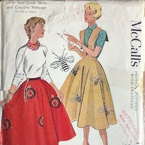 McCalls 1926 1950s Junior Half Circle Rock und Crinoline Petticoat Muster High Waist Halfter Damen Vintage Schnittmuster Größe 11