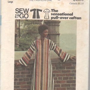 Butterick 3384 1970s Easy Sensational Pullover Misses CAFTAN Pattern Kimono Sleeves Womens Vintage Sewing Pattern Size Small UNCUT