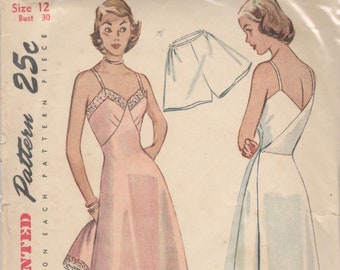 Simplicity 2694 1940s Misses Maternity Adjustable Wrap Slip and Panties Pattern Shaped Bodice Womens Vintage Sewing Pattern Size 12 Or 16