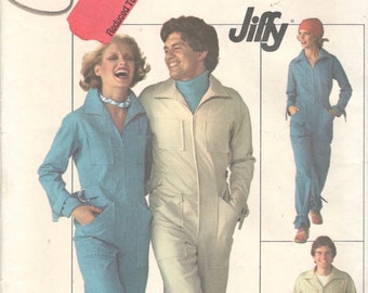 Simplicity 7619 1970s Misses Zip Front Jumpsuit Coveralls Overalls Pattern Womens Vintage Sewing Pattern Size 12 Bust 34 Or 14