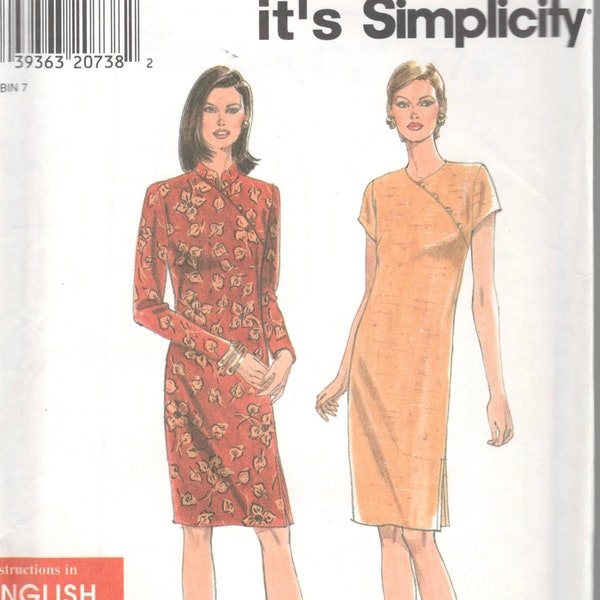 Simplicity 7791 Misses Cheongsam Style Dress Pattern Oriental Asian Easy Womens Sewing Pattern Size 10 12 14 16 18 20 Bust 32 - 42 UNCUT