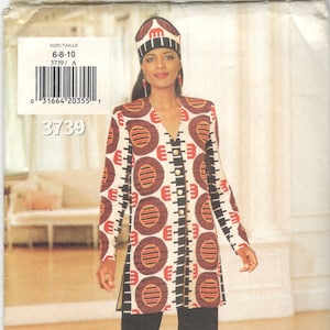Butterick 3739 Misses Very Easy Tunic Pull On Pants and Hat Pattern Afrocentric 1990s Naaipatroon Maat 6 8 10 Buste 30 31 32 UNCUT