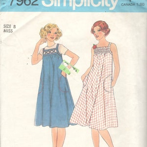 1970s Simplicity 7962 Misses Easy Pullover Tent Dress Jumper Pattern Sundress Womens Vintage Sewing Pattern Size 8 Bust 31 Or 14 Bust 36