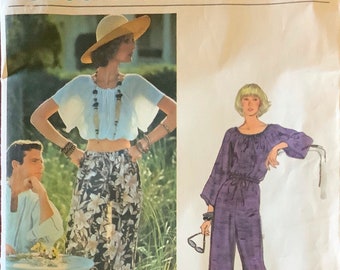 Vogue 1214 1970s Misses Designer Pullover CAFTAN Dress Top and Wide Leg Pants Pattern Womens Vintage Sewing Pattern Size 16 Bust 38 UNCUT