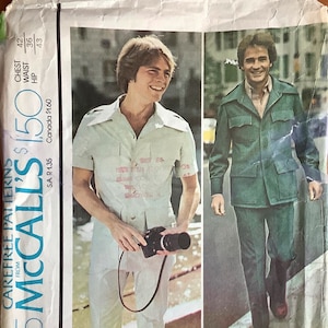 McCalls 4415 Safari Suit Pattern Pants and Shirt Jacket Epaulets Sporty Adult Vintage Sewing Pattern Chest 42