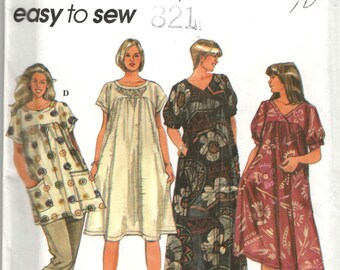 Simplicity 9548 V or Round Neck Pullover Caftan Tunic Top Dress Pattern Womens Vintage Sewing Pattern Size 18 20 22 24 Or 26 28 30 32 UNCUT