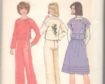 Simplicity 7221 1970s Misses Asymmetrical Jacket Vest Skirt Pants Pattern Dragon Transfer Womens Vintage Sewing Pattern Size 16 B 38 UNCUT