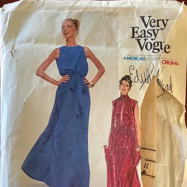 Vogue 1802 1970s Dress and Stole Pattern Gathered Neckline EDITH HEAD Very Easy Womens Vintage Designer Sewing Pattern Size 10 Bust 32