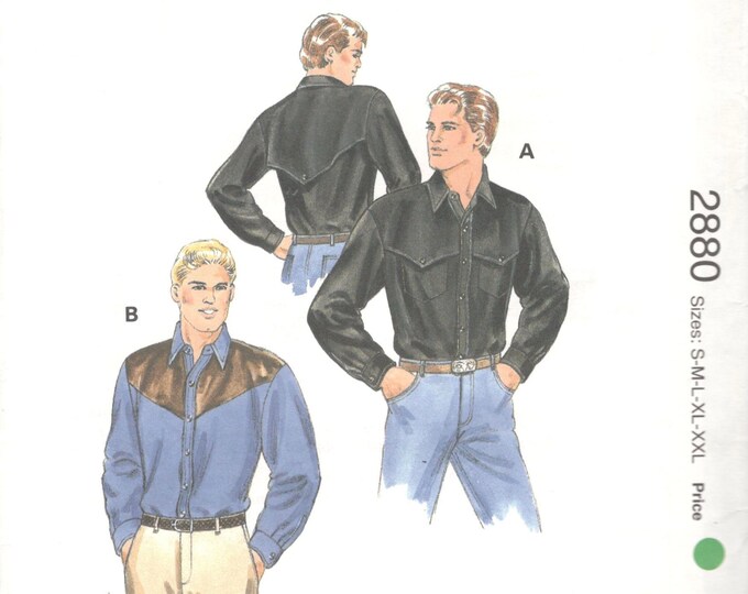Kwik Sew 2880 Mens Western Shirt Pattern Decorative Front Back Yokes ...