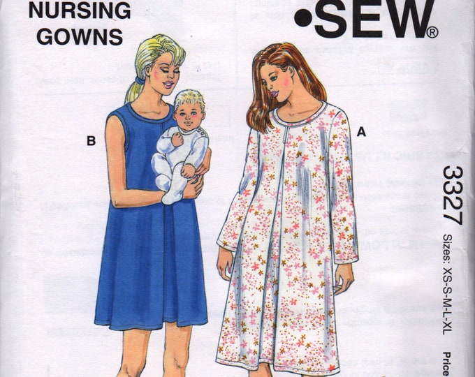 Kwik Sew 3327 Misses Nursing Gown Pattern Nightgown Pattern Easy Lingerie Womens Sewing Pattern