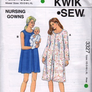 Kwik Sew 3327 Nursing Nightgown Pattern Easy Nursing Gown Lingerie Womens  Sewing Pattern Size XS S M L XL Bust 31 45 UNCUT -  India