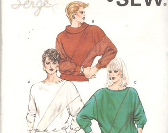 Kwik Sew 1460 1980s Misses Pullover Diagonal Panel Top Pattern Neckline Options Womens Vintage Sewing Pattern Size XS S M L Bust 31-41 UNCUT