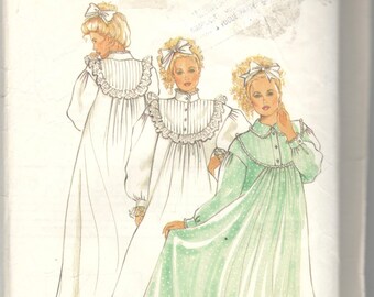 New Look 6309 Misses Victorian Nightgown Pattern Tucked Yoke Stand Up Collar Womens Vintage Sewing Pattern Size 8 - 18  Bust 31 - 40 UNCUT