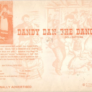 Ozark Dandy Dan the Dancing Man Life size Doll Pattern Vintage Sewing Pattern ORIGINAL 40 Inches Vintage Toy Sewing UNCUT