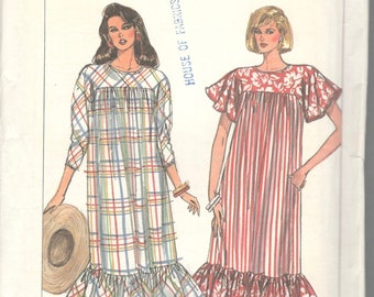 Simplicity 8012 1980s Misses Loose Fitting Dress Pattern Muu Muu Sleeve Options Womens Vintage Sewing Pattern Size Small or Medium UNCUT