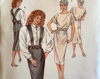 Kwik Sew 1633 or 1634 Slim Skirt Pattern Wide Waistband Suspender Straps Womens Vintage Sewing Pattern Size 6 8 10 12 Or 14 16 18 20 UNCUT