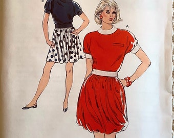 Kwik Sew 1756 1980s Misses Pullover Top and Bubble Skirt Pattern Womens Vintage Sewing Pattern Size xs s m l Bust 31-41 UNCUT