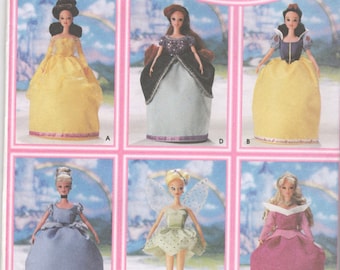 Simplicity 5673 11 1/2" Fashion Doll Clothes Pattern Barbie Belle Snow White Cinderella Ariel Tinkerbell Sleeping Beauty Sewing Pattern UC