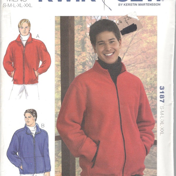 Zip Front Fleece Jacket Kwik Sew 3187 Pattern Stand Up Collar for Heavy Stretch Knits Adult Teen Sewing Pattern S M L XL XXl Chest 34- 52 UC