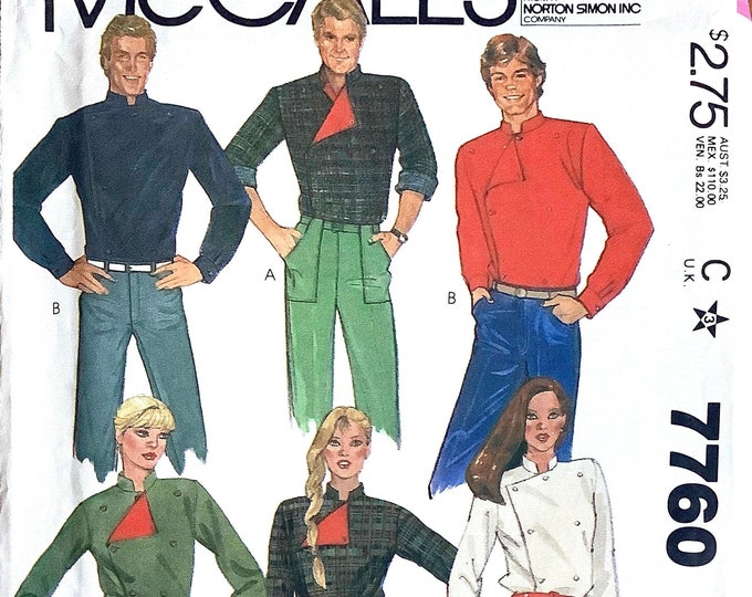 1980's McCall's Men's Western Style Button Up Shirt Pattern - Chest 38