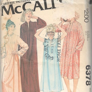 McCalls 6378 1970s Misses Nightgown and Robe Pattern Front Tucked Womens Vintage Sewing Pattern Size Small Bust 32 34 Or Extra Large image 3