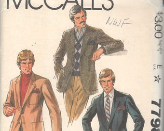 McCalls 7798 1980s Mens Lined Jacket Pattern Palmer & Pletsch Adult Vintage Sewing Pattern Chest 40 Or Chest 34