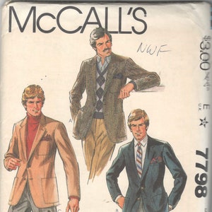 McCalls 7798 1980s Mens Lined Jacket Pattern Palmer & Pletsch Adult Vintage Sewing Pattern Chest 40 Or Chest 34