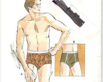 Kwik Sew 726 Vintage 1970s Mens Briefs Pattern Adult Teen Jockey Shorts Sewing Pattern Waist 30 32 34 36 UNCUT